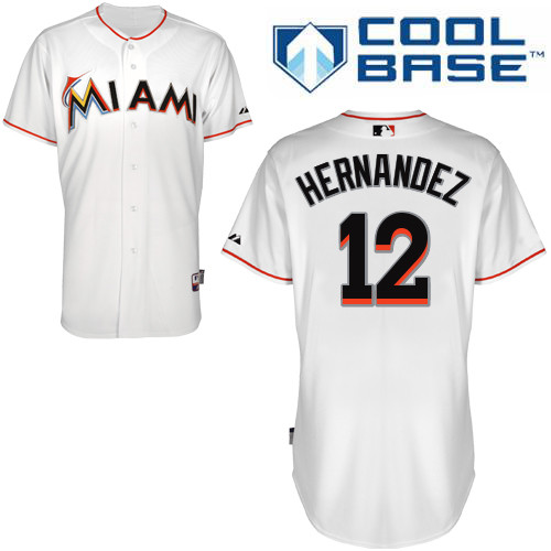 Kike Hernandez #12 MLB Jersey-Miami Marlins Men's Authentic Home White Cool Base Baseball Jersey